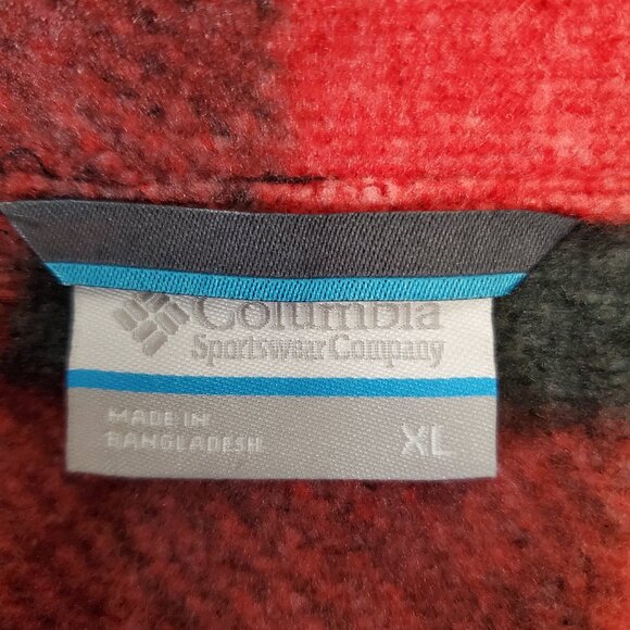 Columbia Sweater Weather 1/2 Zip Buffalo Plaid Red Black Sweatshirt Men's XL - Picture 7 of 10